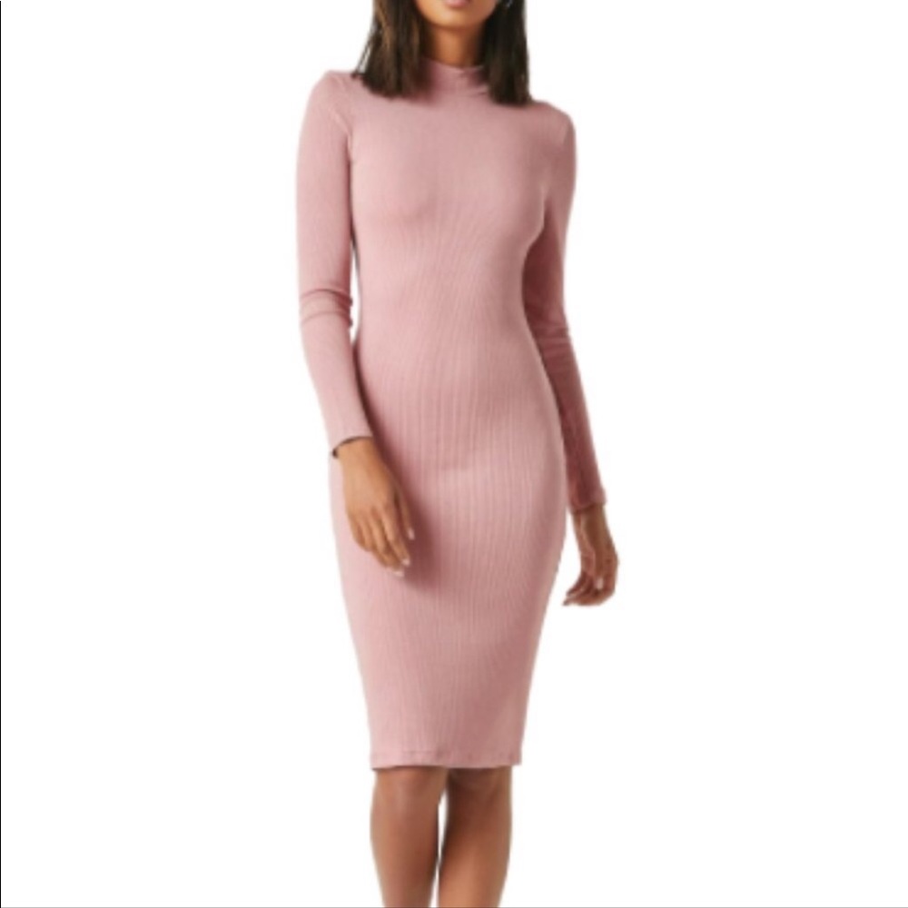 Sexy Ribbed Bodycon Dress in House Pink